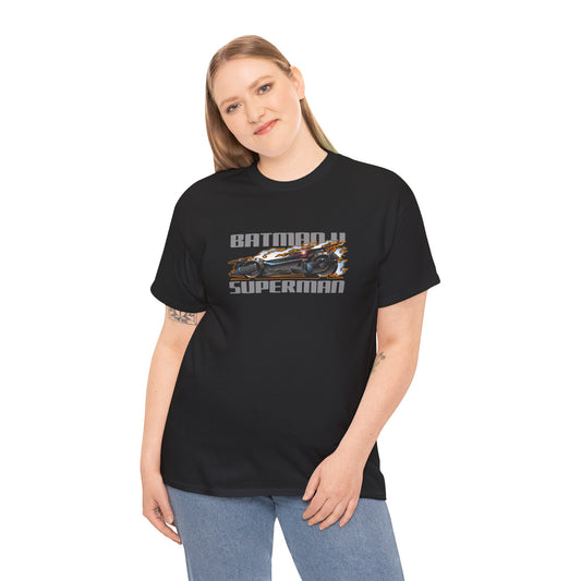 BATMAN VS SUPERMAN BATMOBILE Unisex Heavy Cotton Tee - 4 Colors