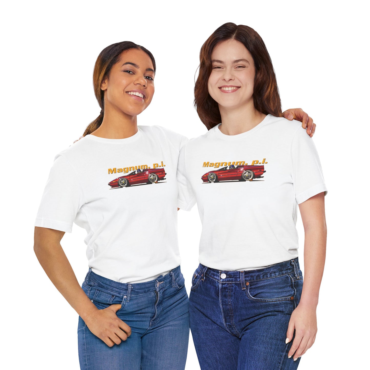 MAGNUM PI FERRARI 308 GTS Unisex Jersey Fireball Art Tee Shirt - Multiple Colors