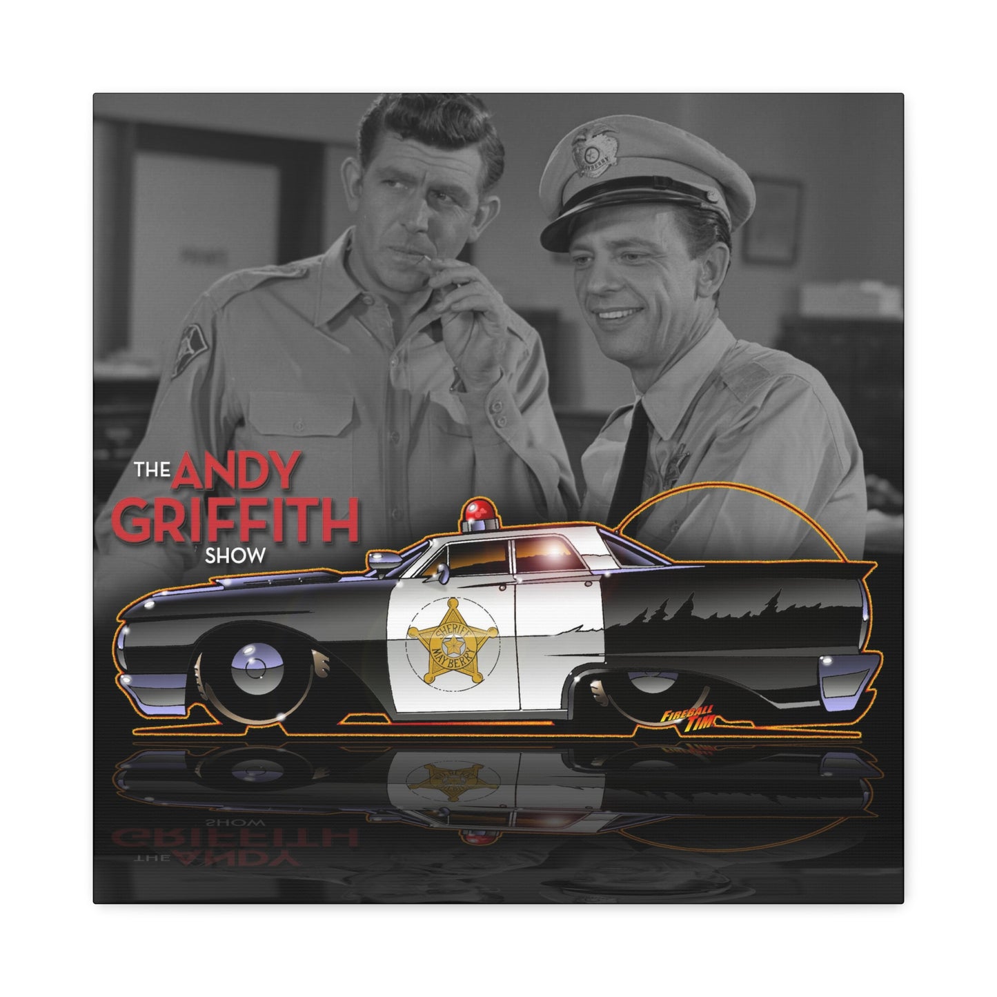 ANDY GRIFFITH SHOW 1963 Ford Galaxie Police Car Canvas Wall Print 2 Sizes