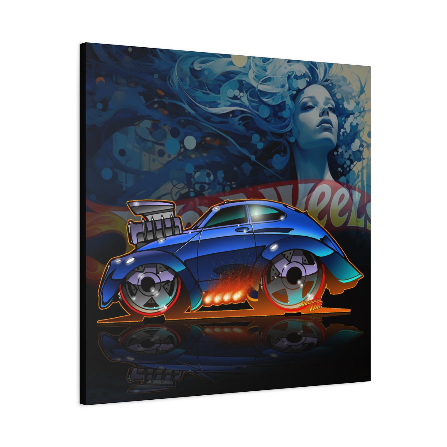 HOT WEEHLS Custom VW Bug Fireball Art Canvas Print