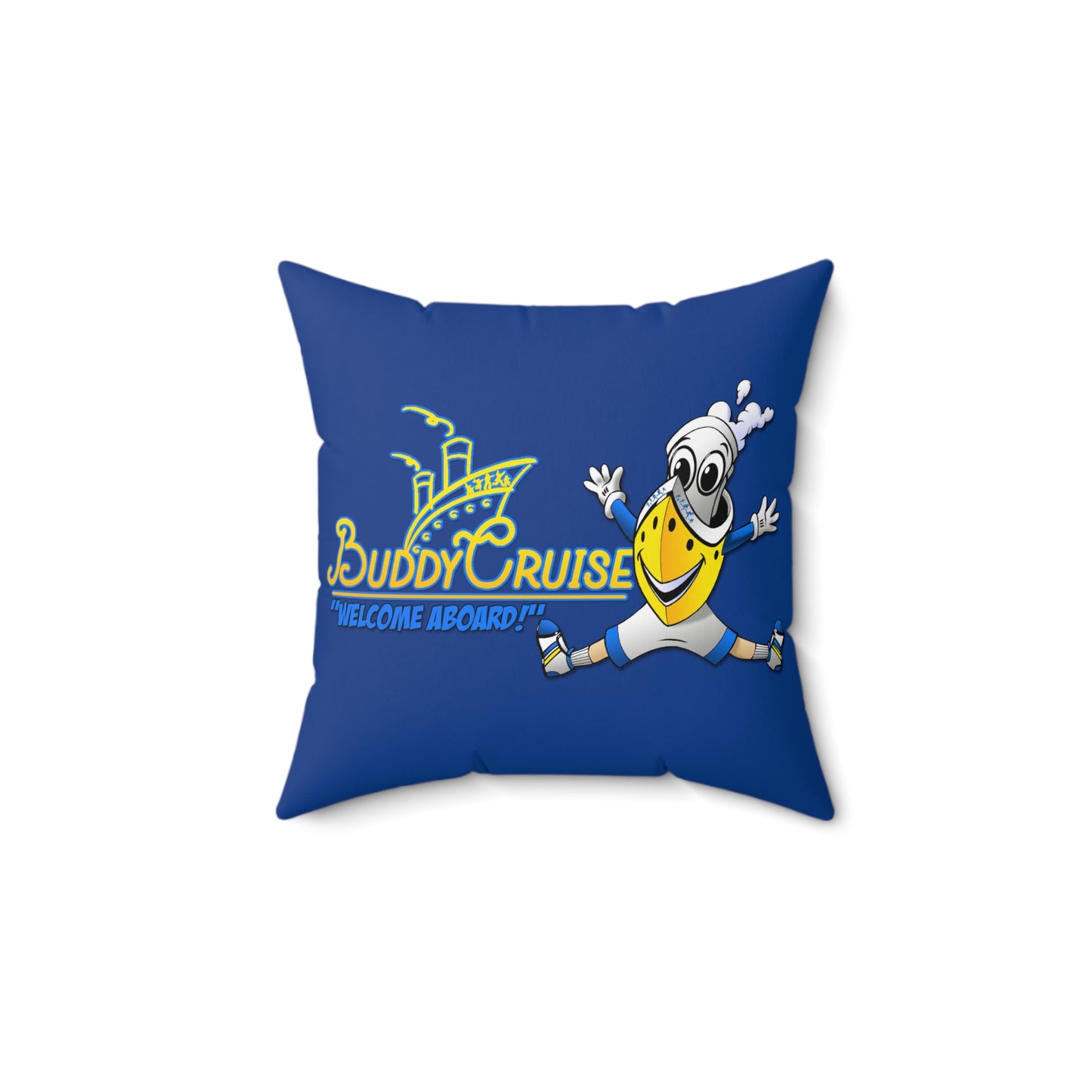 Official BUDDY CRUISE Spun Polyester Square Pillow in Buddy BLUE