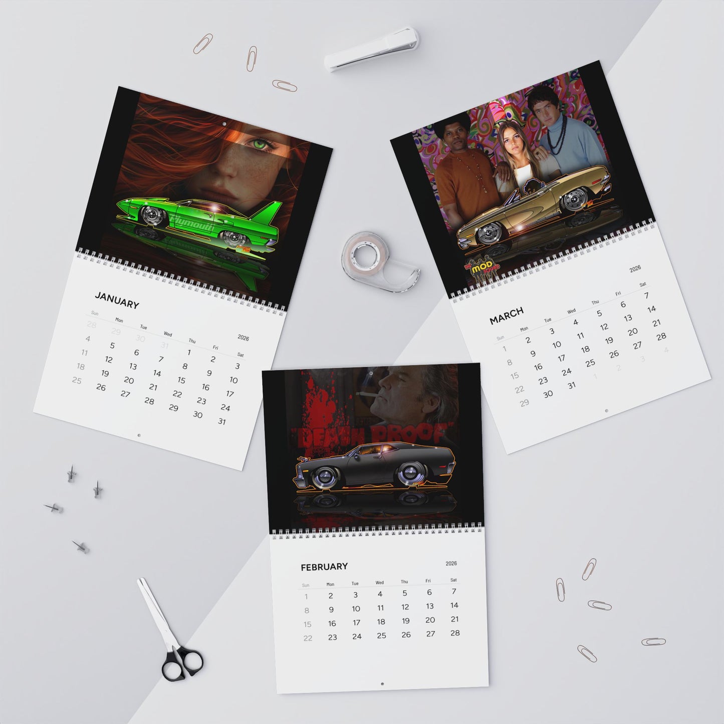 FIREBALL TIM GARAGE 2026 Muscle Car Calendar - 2 Sizes