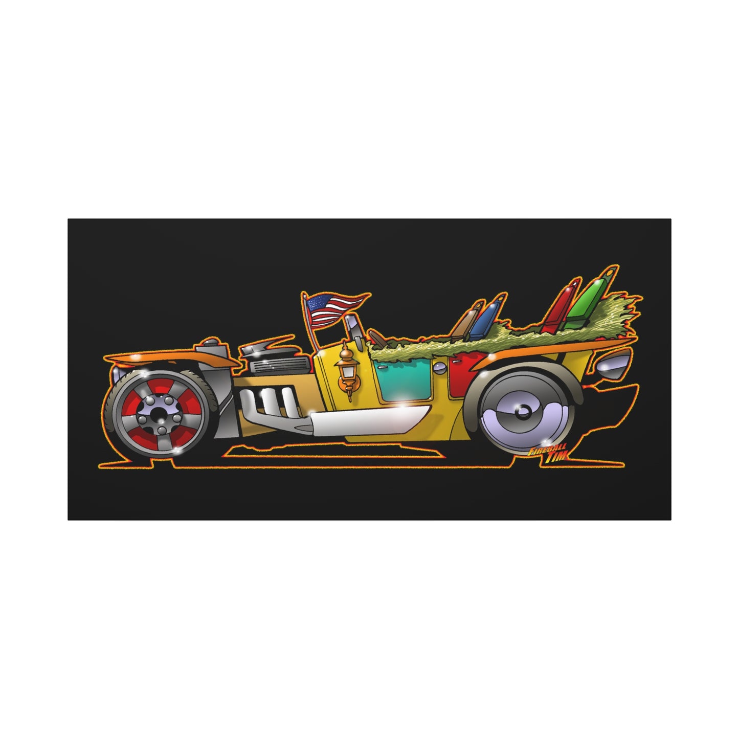 MONGREL T HOT ROD Elvis Easy Come Easy Go Fireball Canvas Art Wall Print