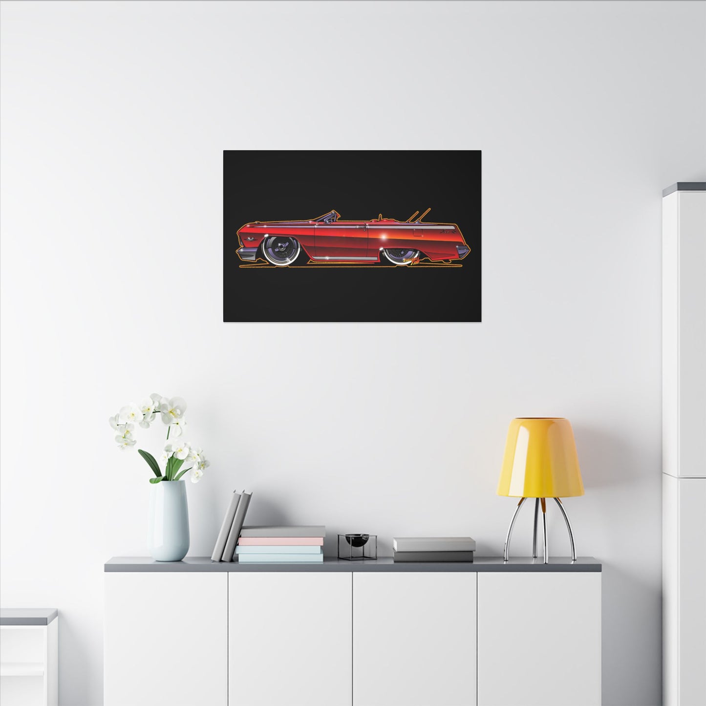 CHEVY IMPALA LOWRIDER Fireball Art Canvas Print