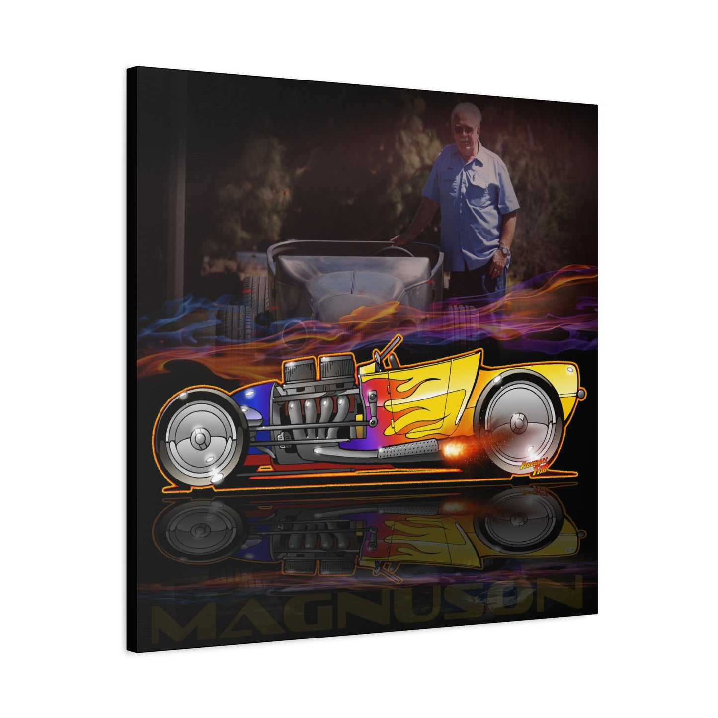 MAGNUSON Track Roadster Hot Rod Fireball Art Canvas Print