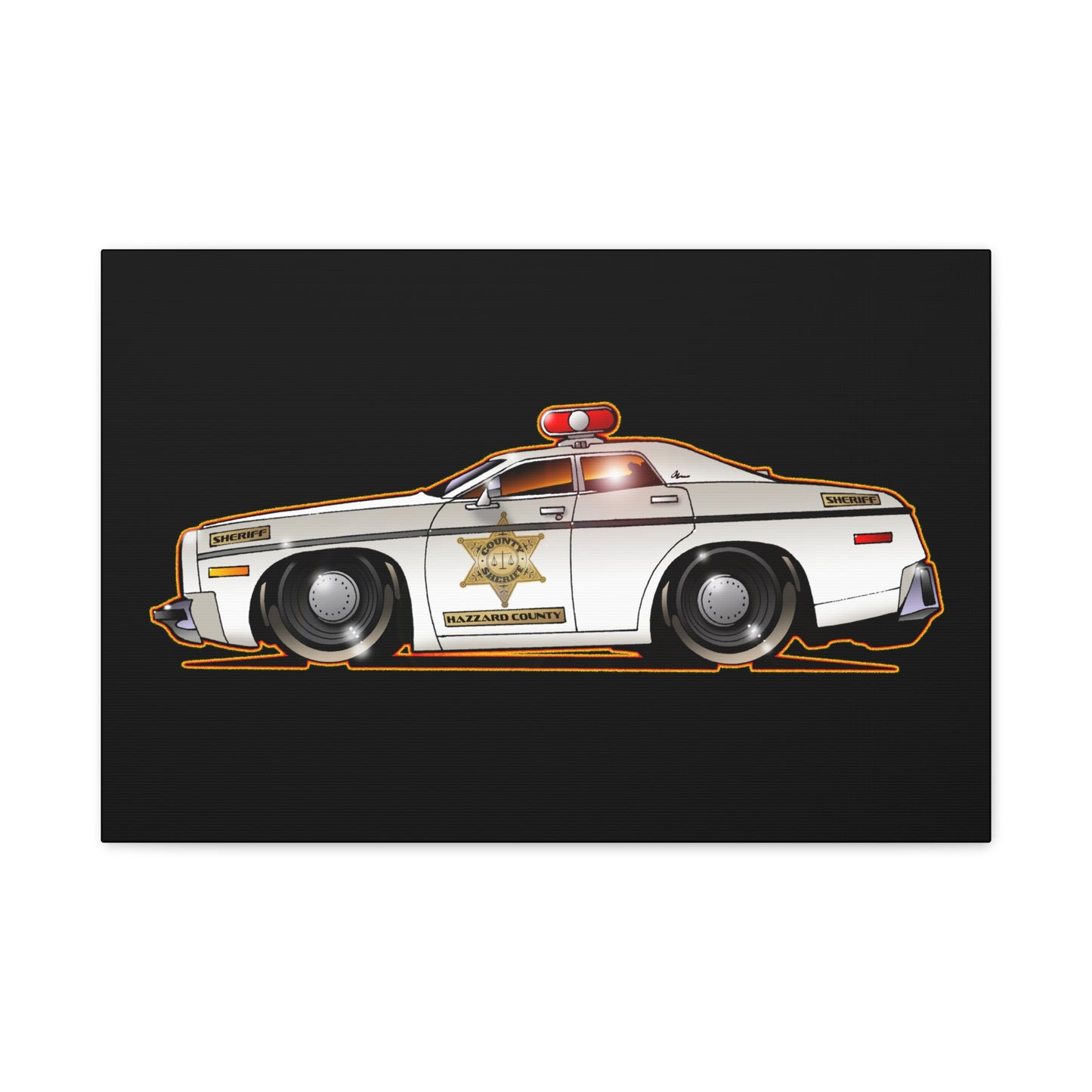DUKES OF HAZZARD SHERIFF POLICE CAR Fireball Art Canvas Print
