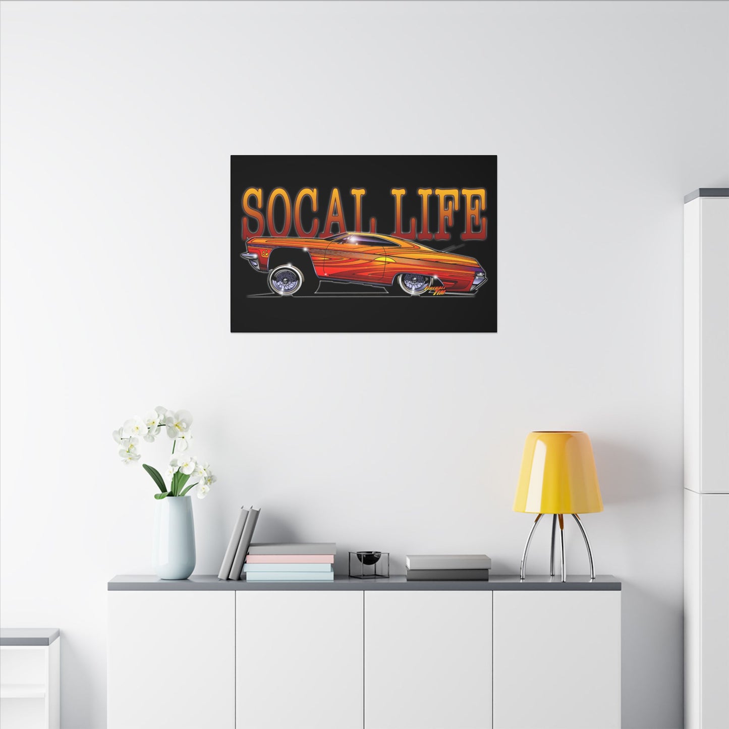 CHEVY IMPALA LOWRIDER Fireball Art Canvas Print
