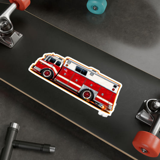 FIRE TRUCK Collectible Fireball Art Stickers in 4 Sizes