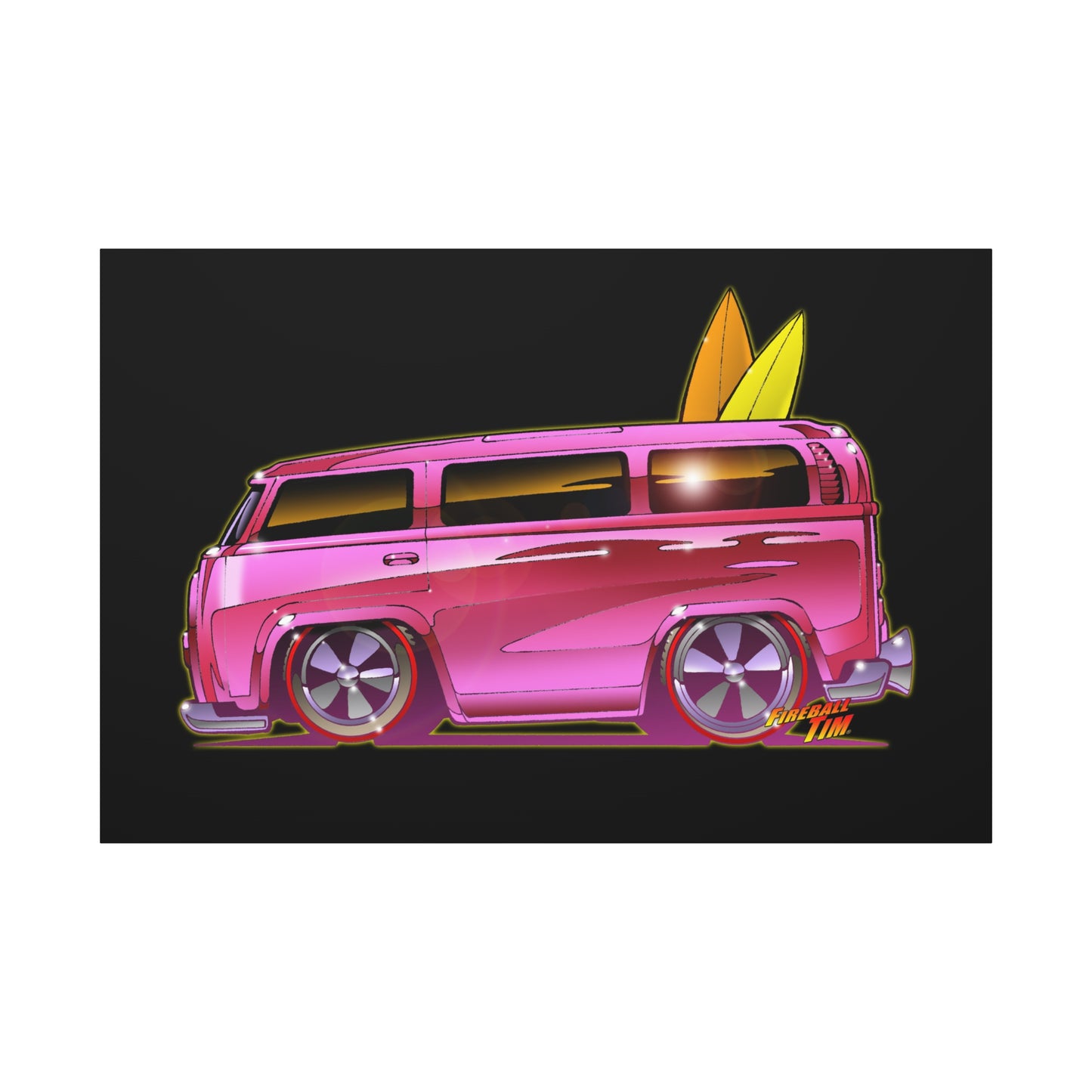 HOT WHEELS PINK BEACH BOMB BUS Fireball Art Canvas Print
