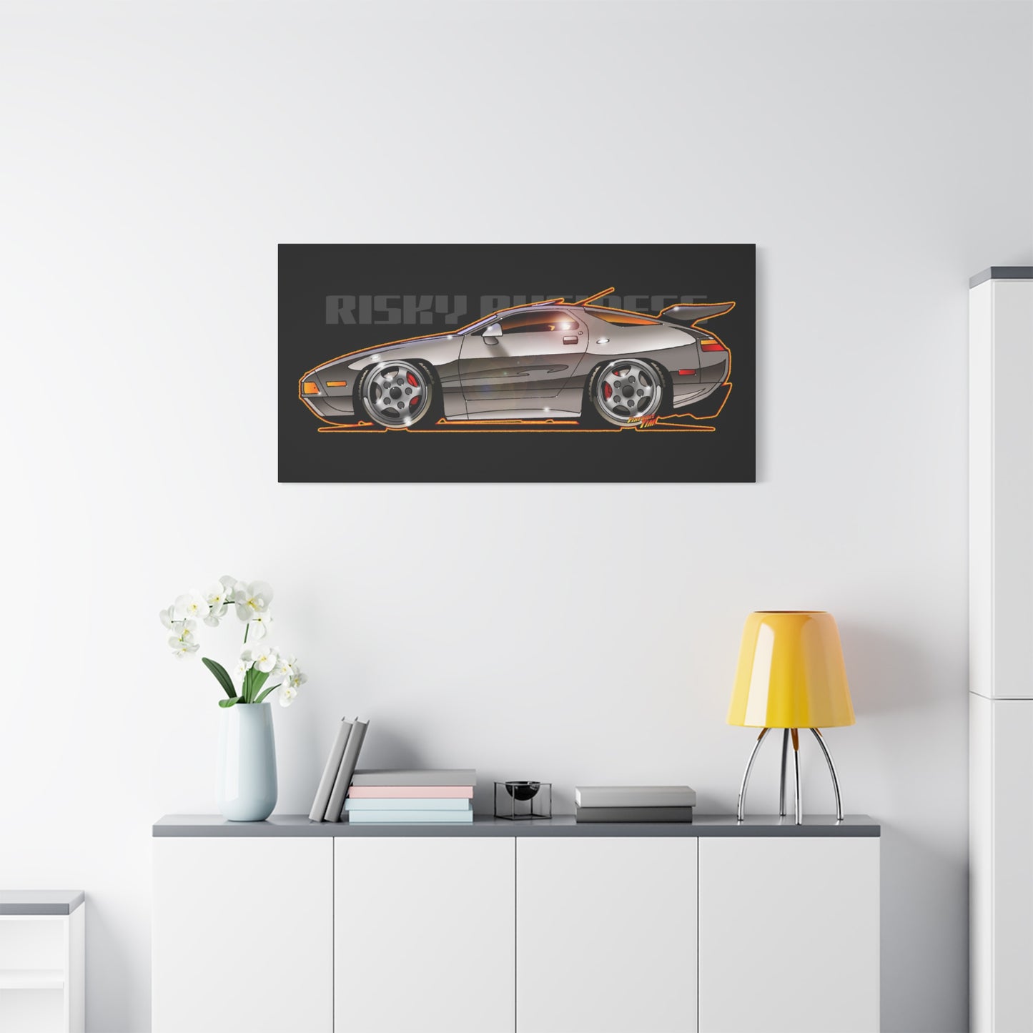 RISKY BUSINESS Porsche 928 Fireball Art Canvas Print - Sizes
