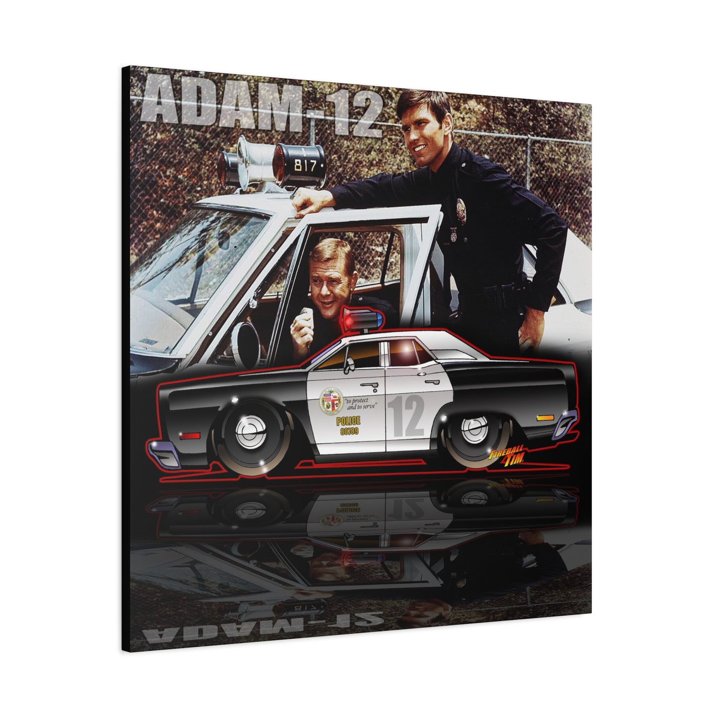 ADAM 12 PLYMOUTH Police Car Fireball Art Canvas Print