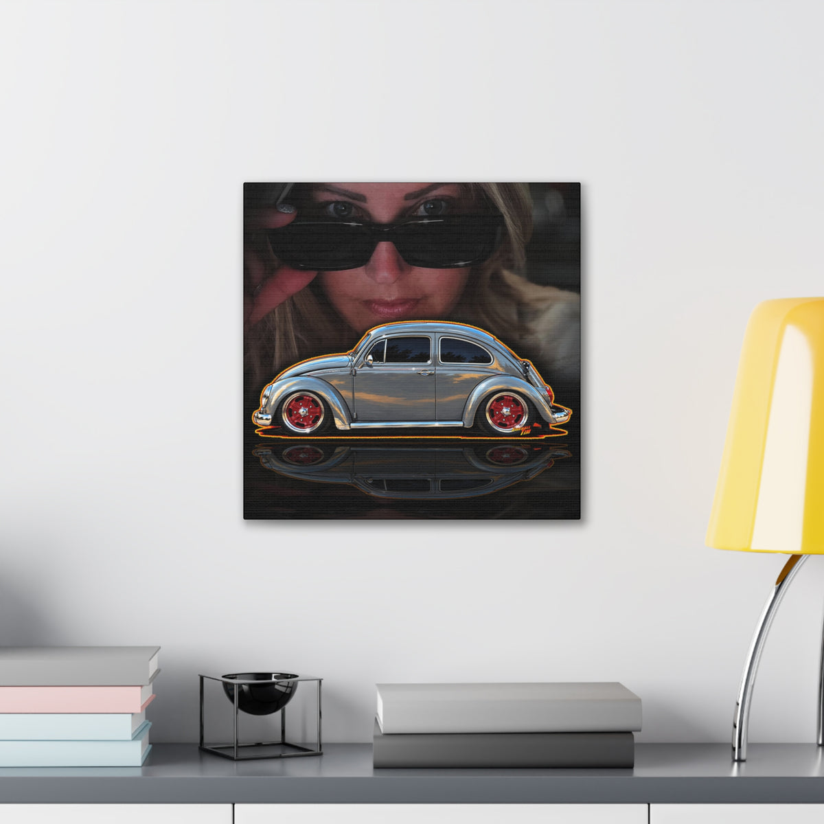 KUSTOM 1964 VW BUG Collectible Fireball Art Canvas Stretched Print