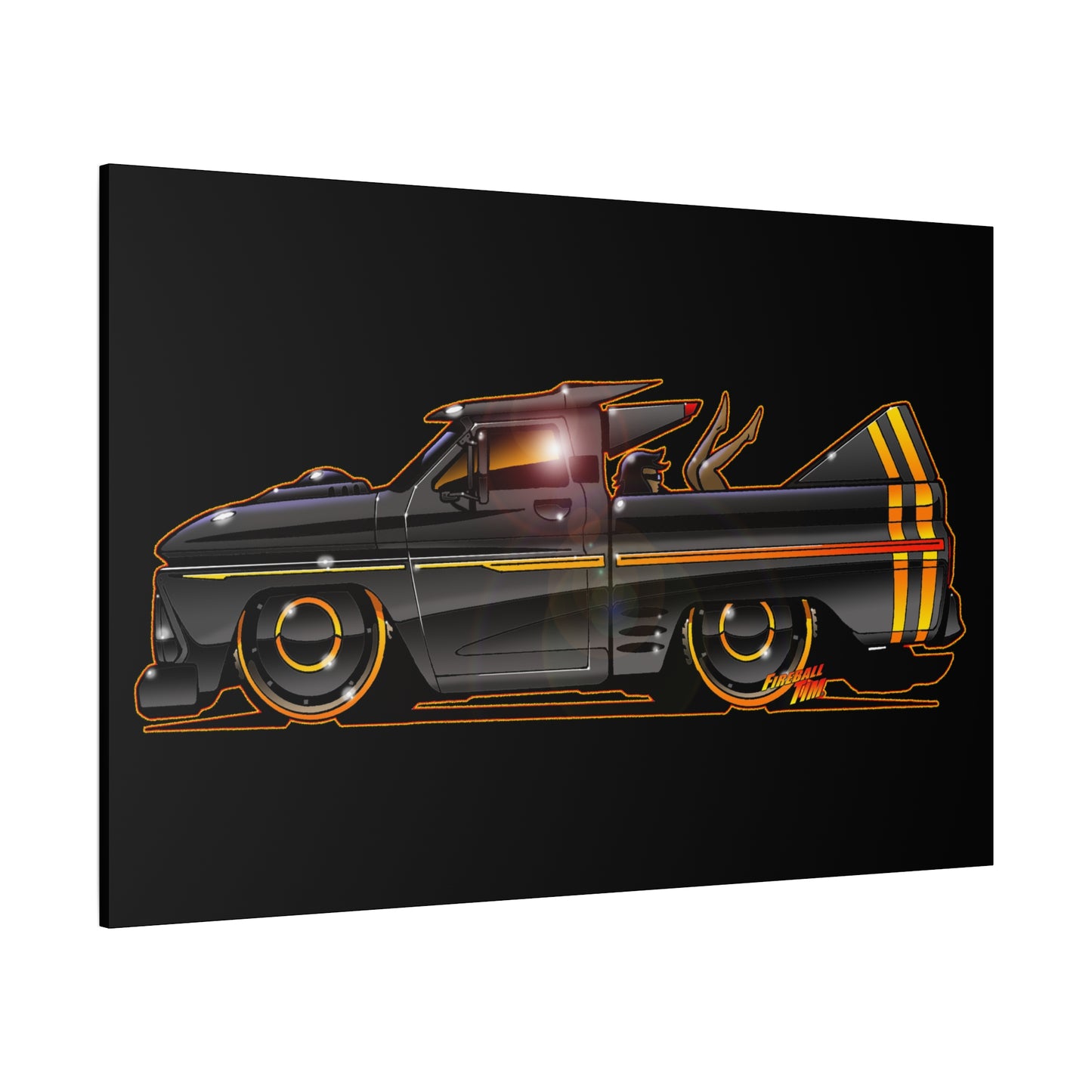 CHEVROLET C10 1960 Stinger Pickup Truck Fireball Art Canvas Print