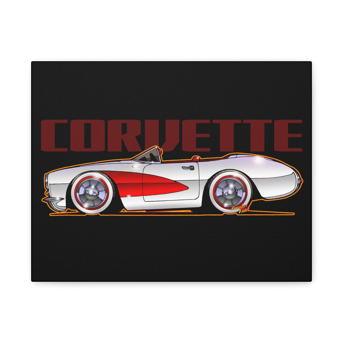 CORVETTE 1957 Collectible Fireball Art Canvas Print