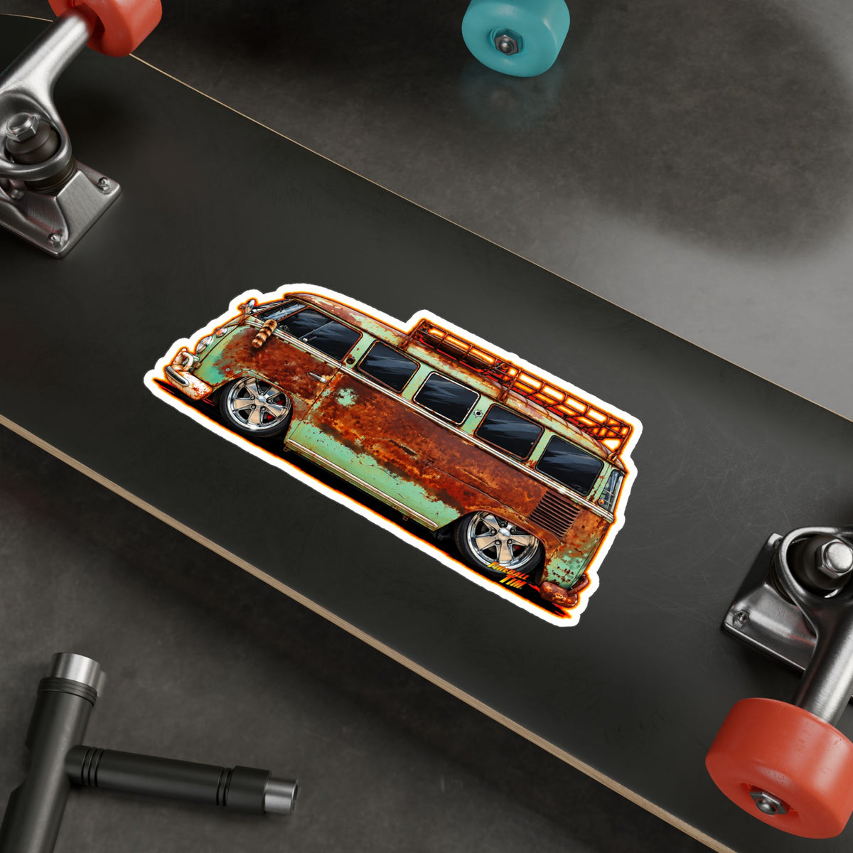 KUSTOM VW VOLKSWAGEN BUS Collectible Fireball Art Stickers in 4 Sizes