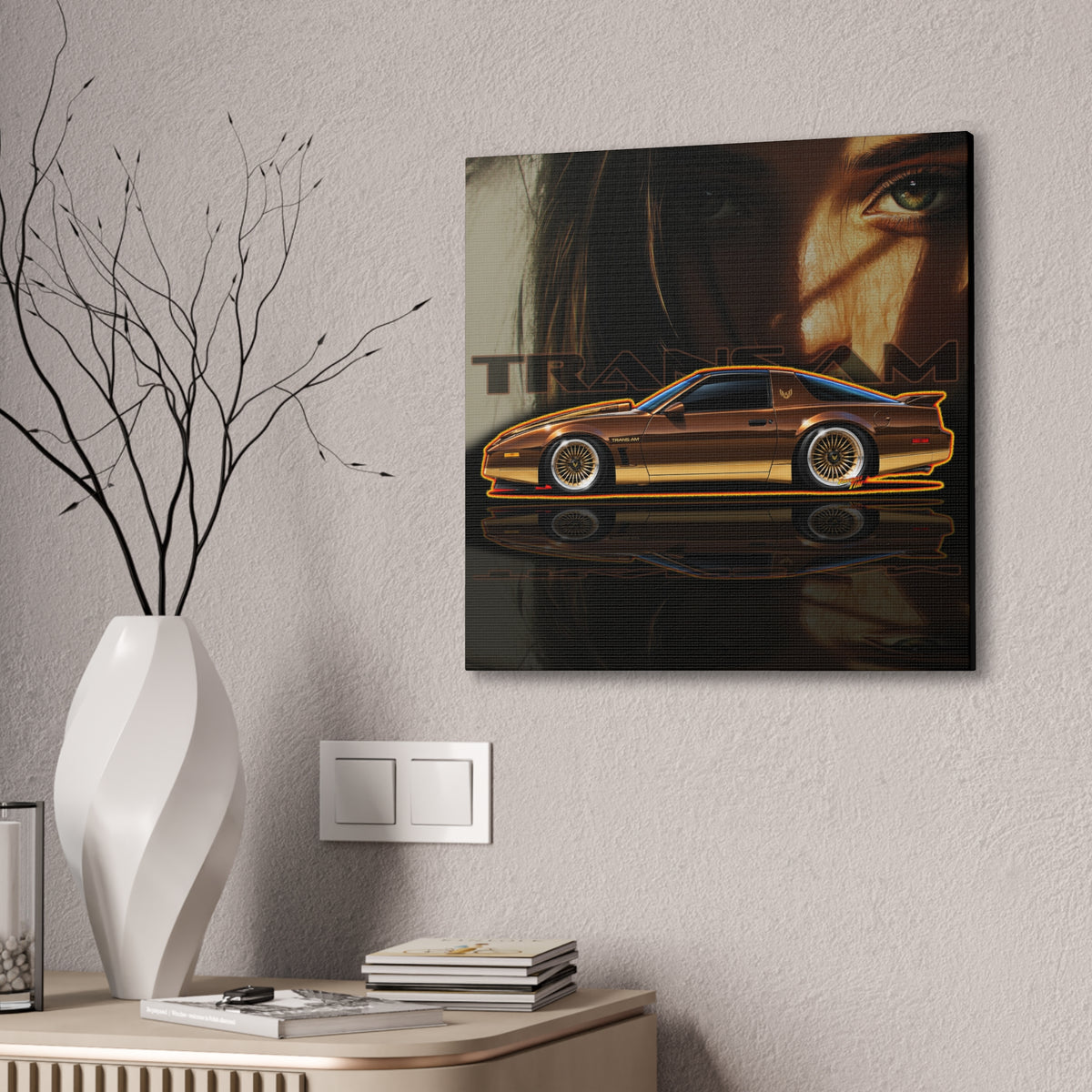 PONTIAC TRANS AM 1984 Collectible Fireball Art Canvas Stretched Print