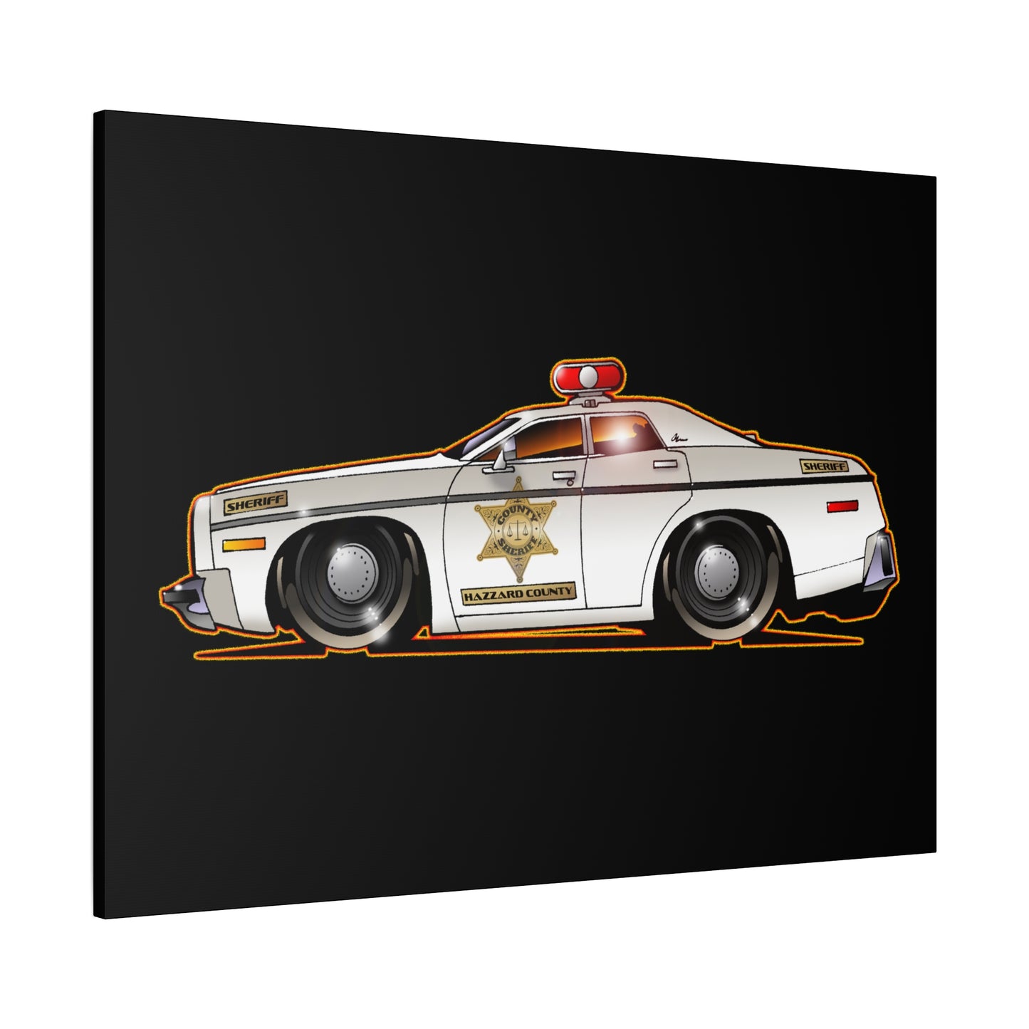 DUKES OF HAZZARD SHERIFF POLICE CAR Fireball Art Canvas Print