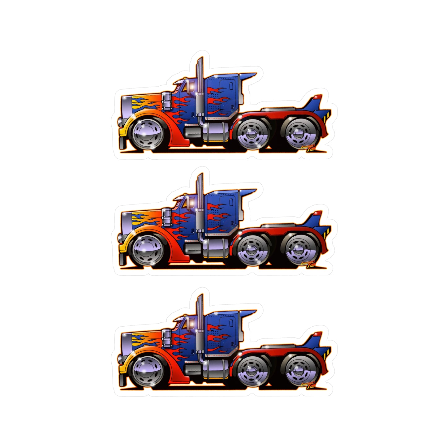 TRANSFORMERS OPTIMUS PRIME Semi Truck Fireball Art Decal Stickers - 4 Sizes