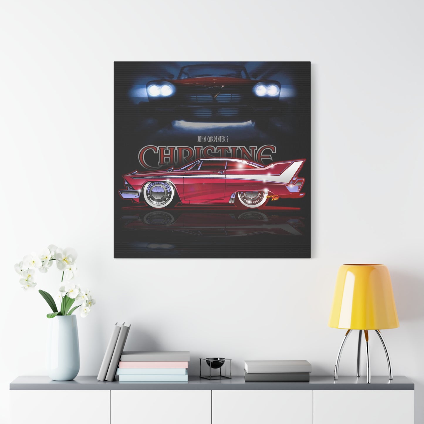 CHRISTINE 1958 Plymouth Fury Movie Car Fireball Art Canvas Print