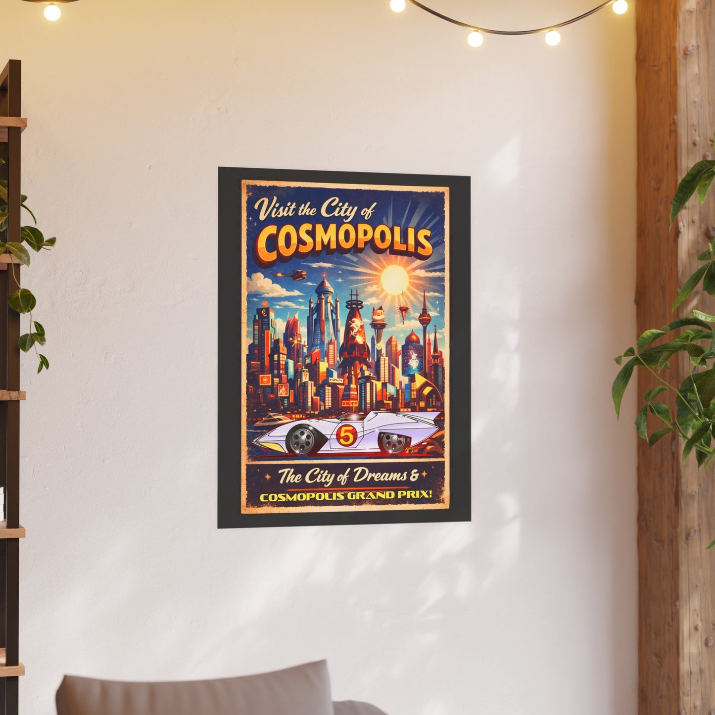 VISIT COSMOPOLIS Speed Racer Mach 5 Vintage Fireball Art Travel Poster Satin/Matte