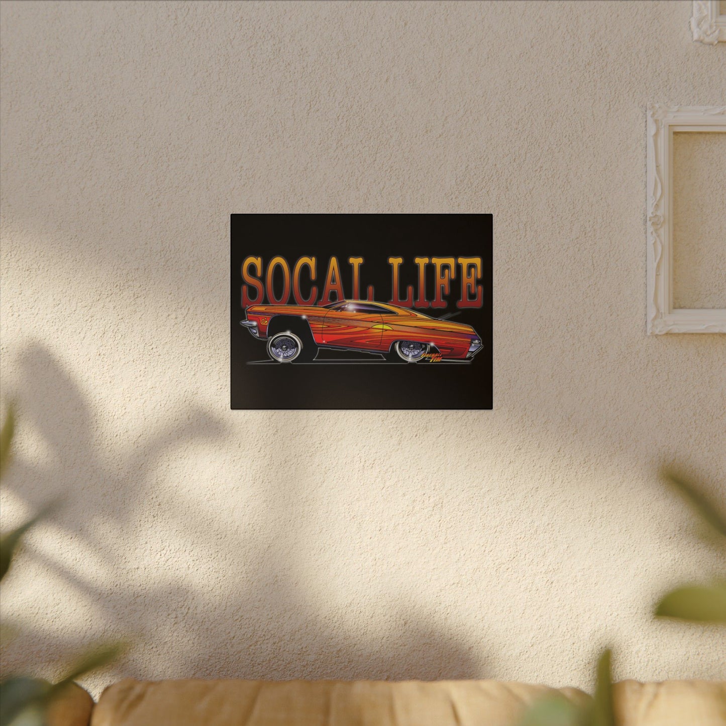 CHEVY IMPALA LOWRIDER Fireball Art Canvas Print