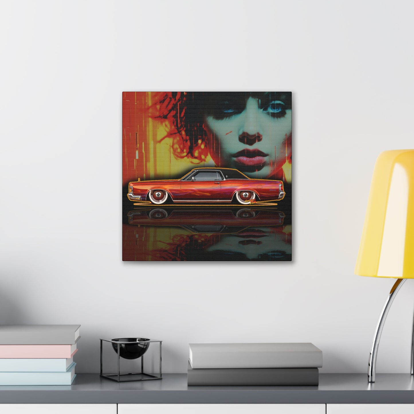 LINCOLN CONTINENTAL Mark III Custom 1961 Collectible Fireball Art Canvas Stretched Print