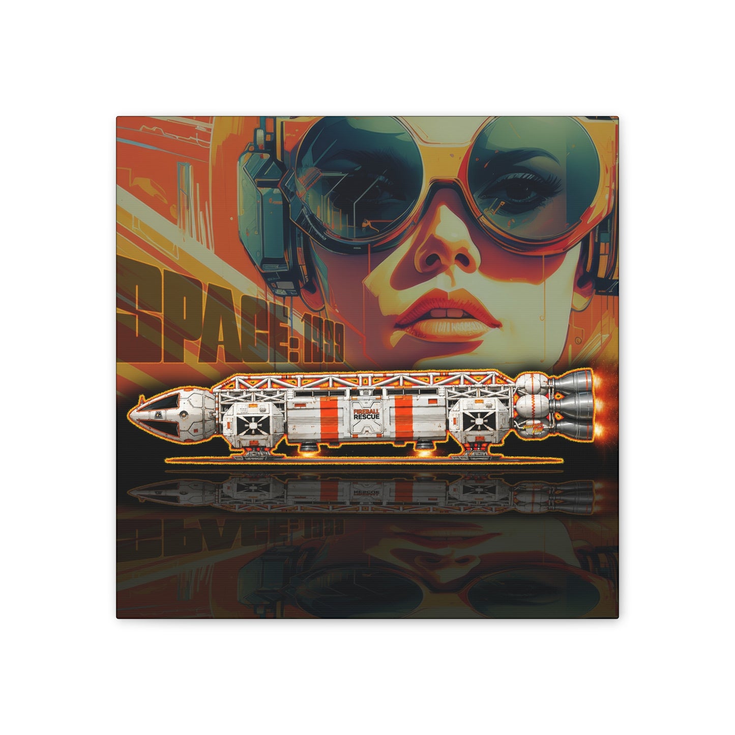 SPACE 1999 EAGLE RESCUE Spaceship Collectible Fireball Art Canvas Stretched Print