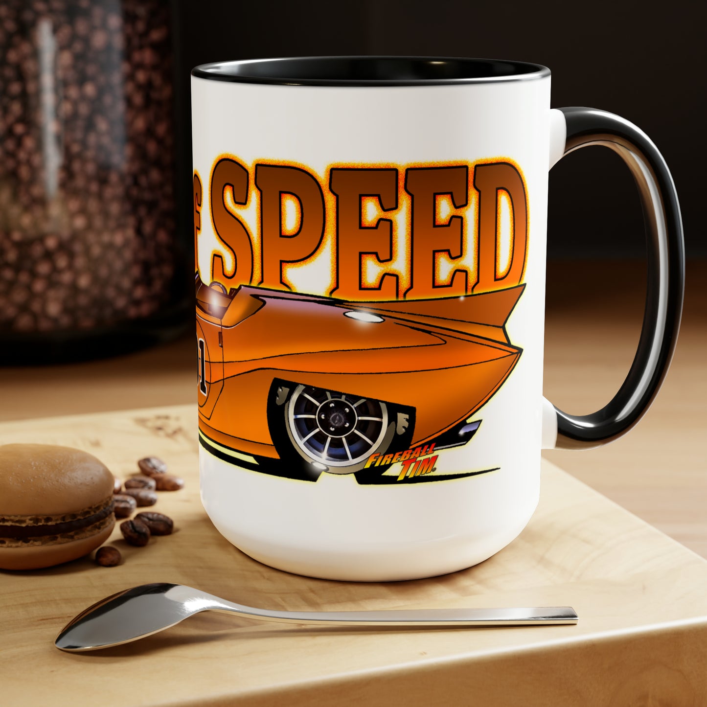 Fireball Tim DUKE OF SPEED Movie Car Coffee Mug 15oz