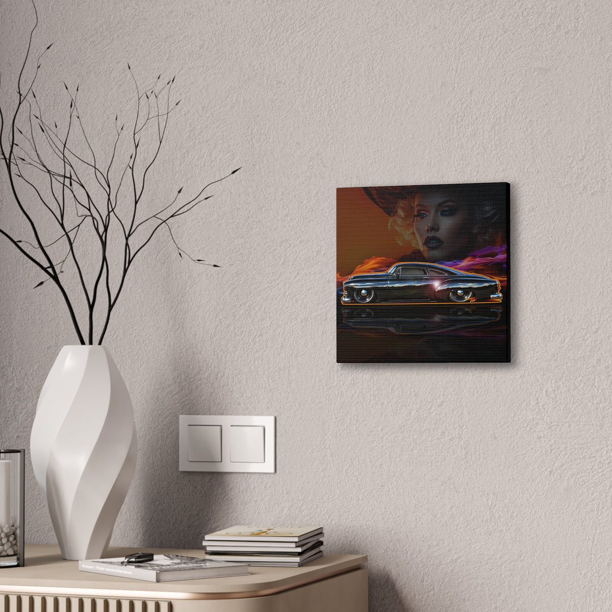 OUTLAW 150 Hot Rod Rat Rod Collectible Fireball Art Canvas Stretched Print
