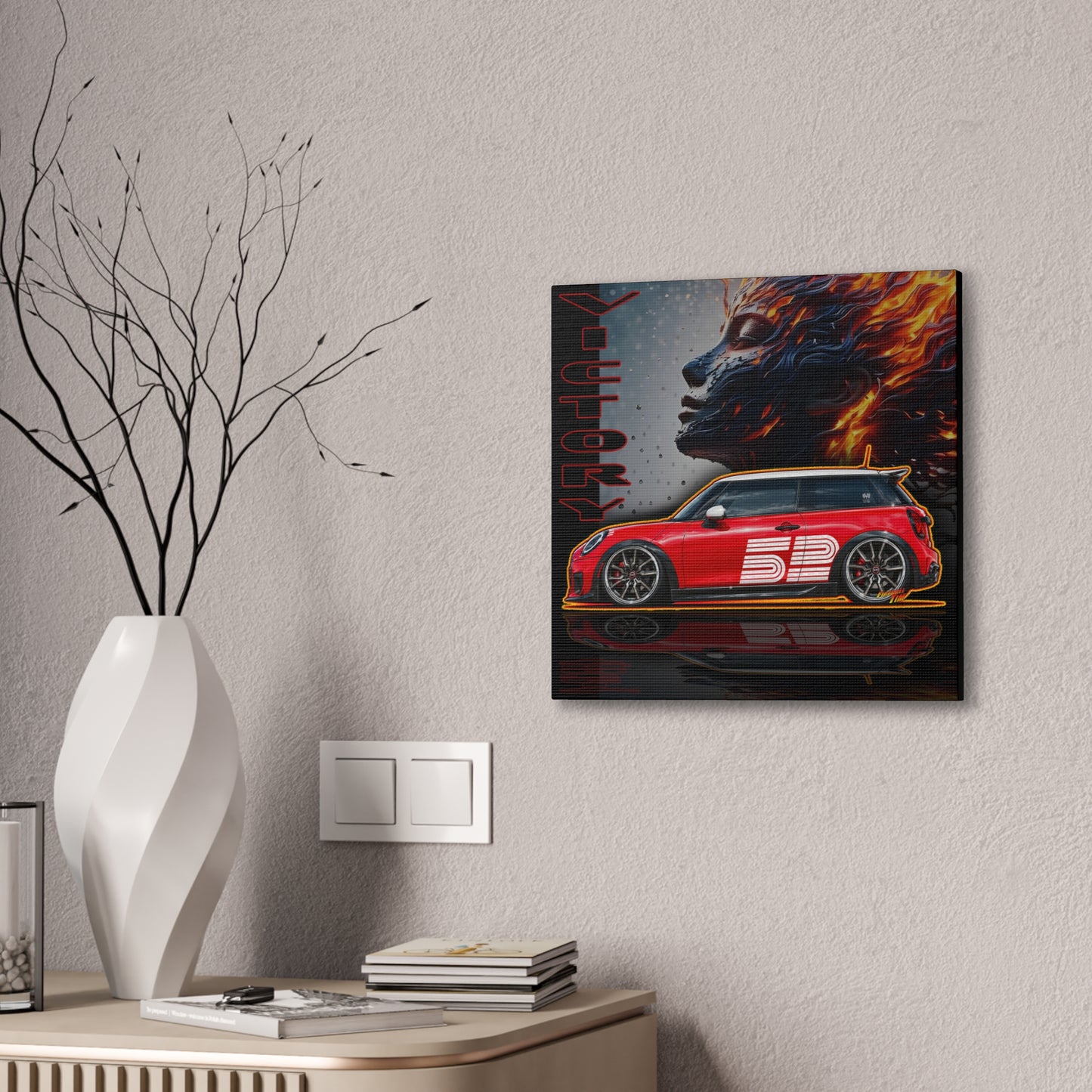 MINI COOPER 2026 Victory Edition Collectible Fireball Art Canvas Stretched Print