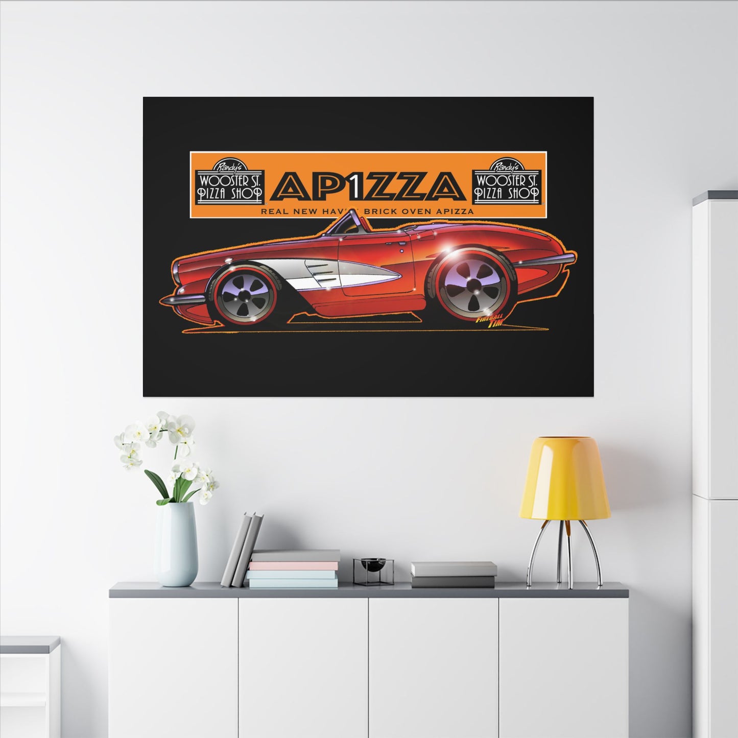 CORVETTE 1958 APIZZA 1 Fireball Art Canvas Print