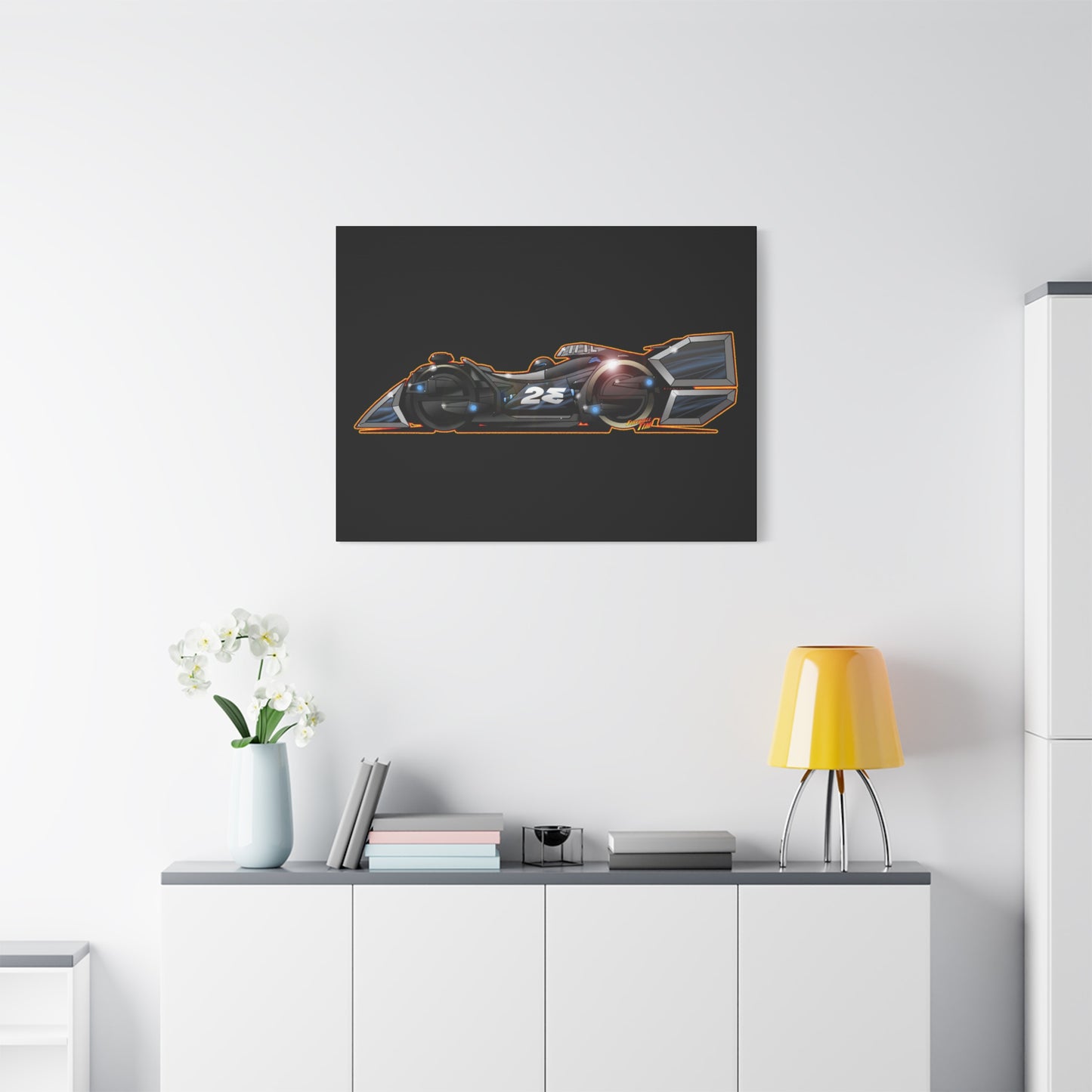 SPEED RACER GRAY GHOST Race Car Fireball Art Canvas Print