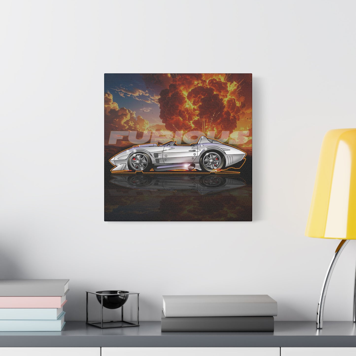FAST AND FURIOUS Grand Sport Stingray Corvette Fireball Art Canvas Print