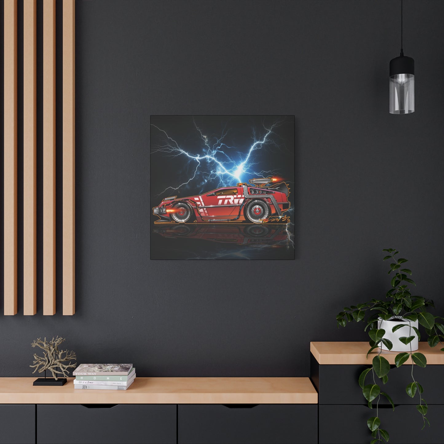 BACK TO THE FUTURE DELOREAN Red Steel Time Machine Canvas Art Wall Print 3 Sizes