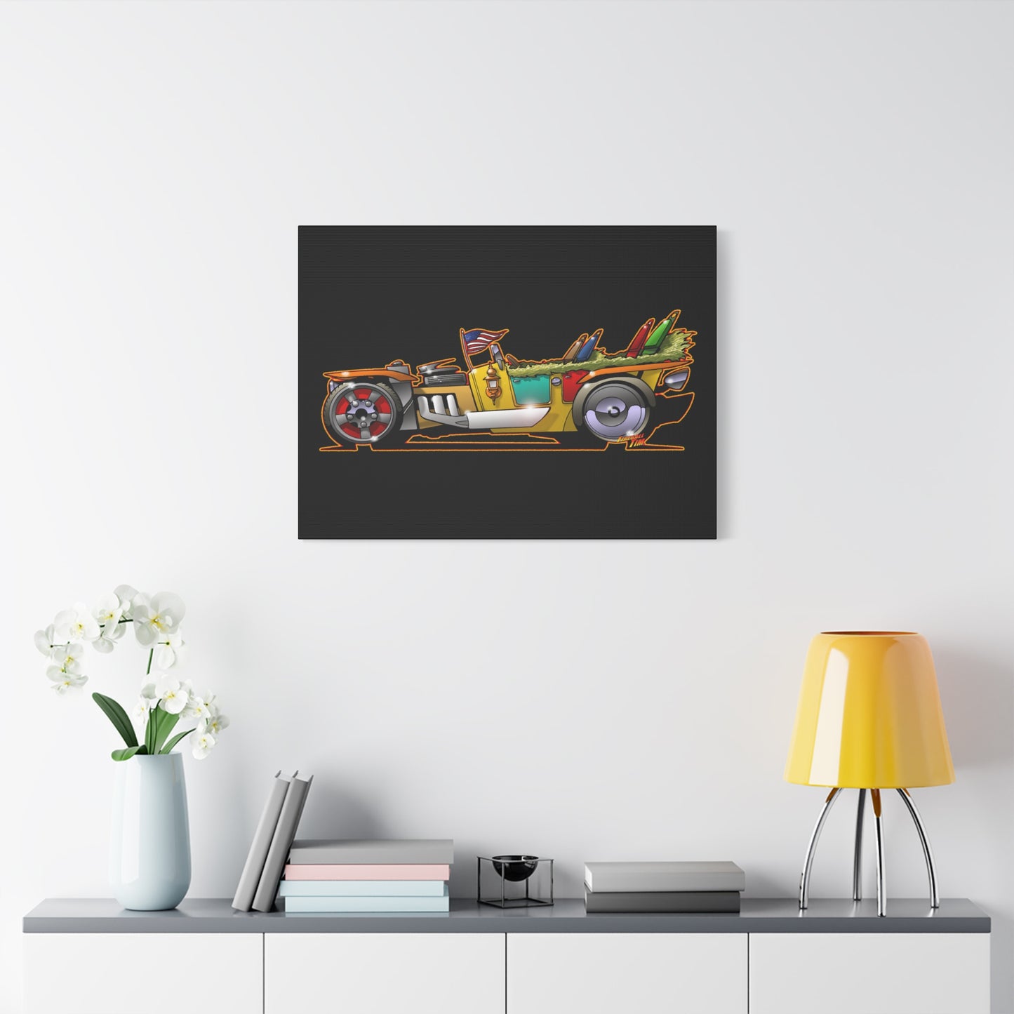 MONGREL T HOT ROD Elvis Easy Come Easy Go Fireball Canvas Art Wall Print