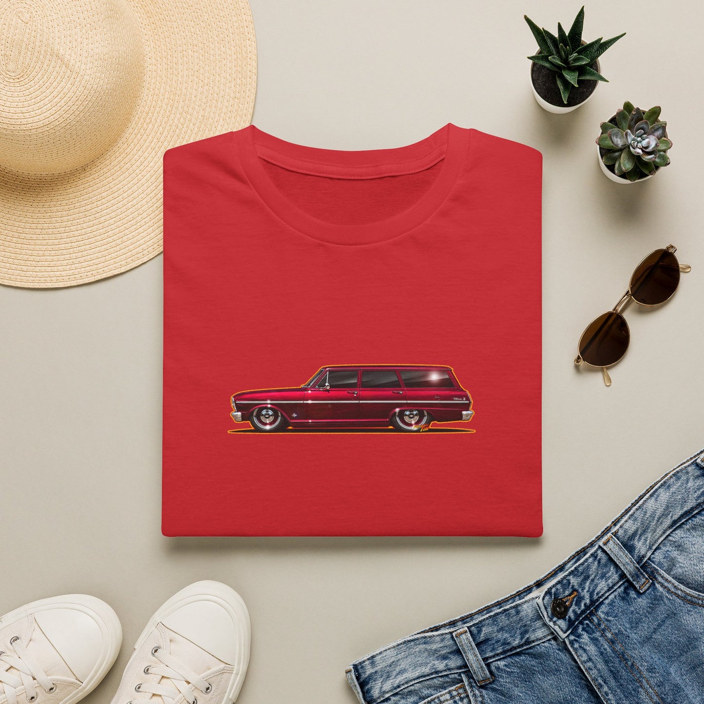CHEVY NOVA WAGON 1965 Collectible Fireball Art Tee Shirt