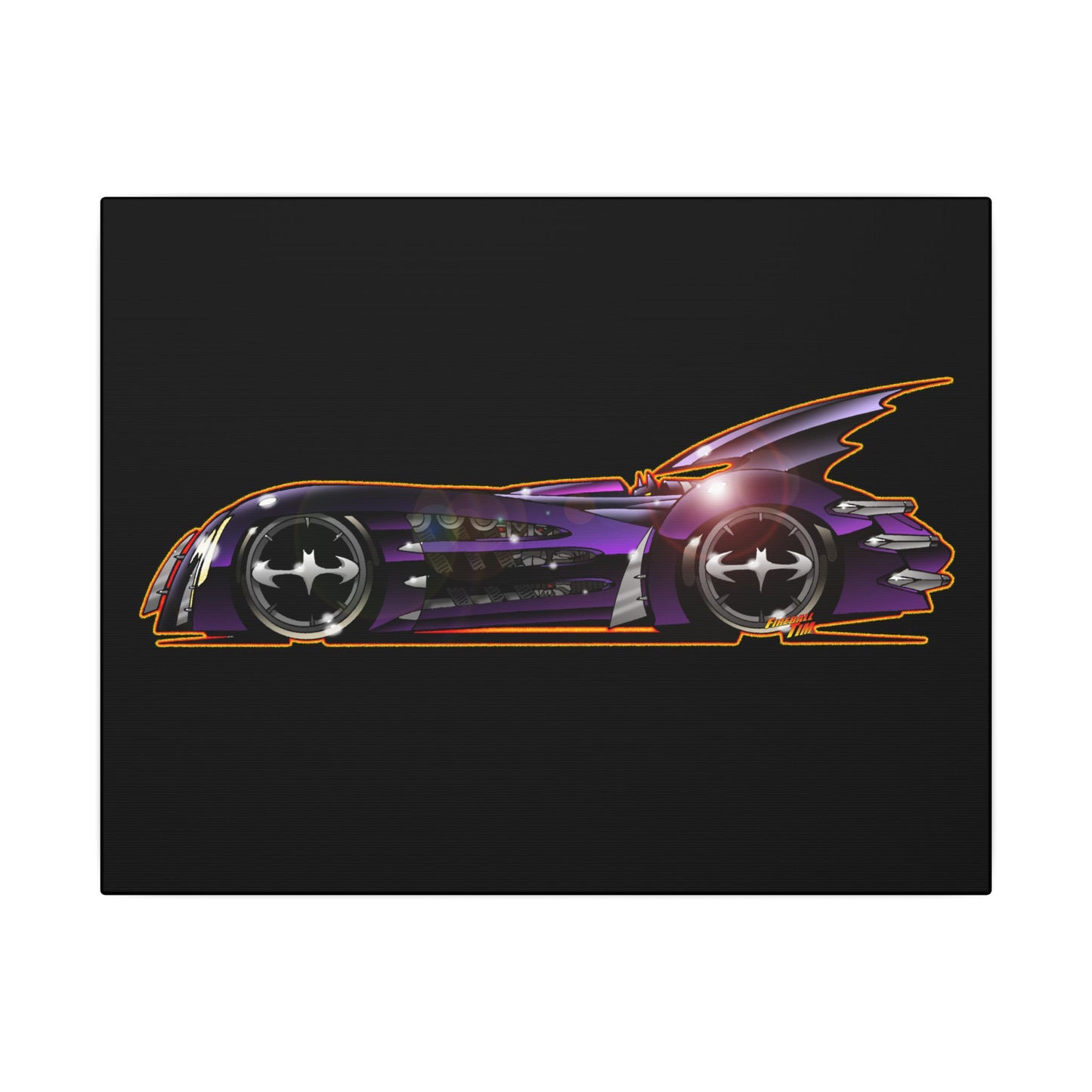 BATMAN & ROBIN 1997 BATMOBILE Movie Car Fireball Art Canvas Print - 11x14