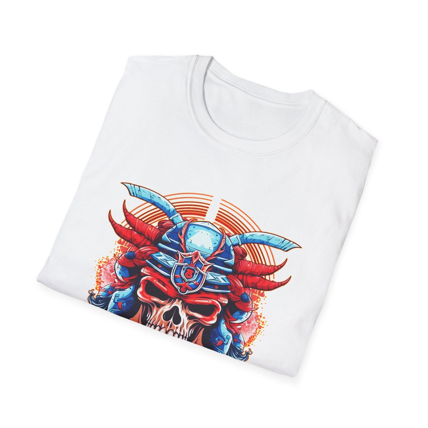 SAMURAI SKULL Fireball Art Unisex Softstyle T-Shirt - Multiple Colors