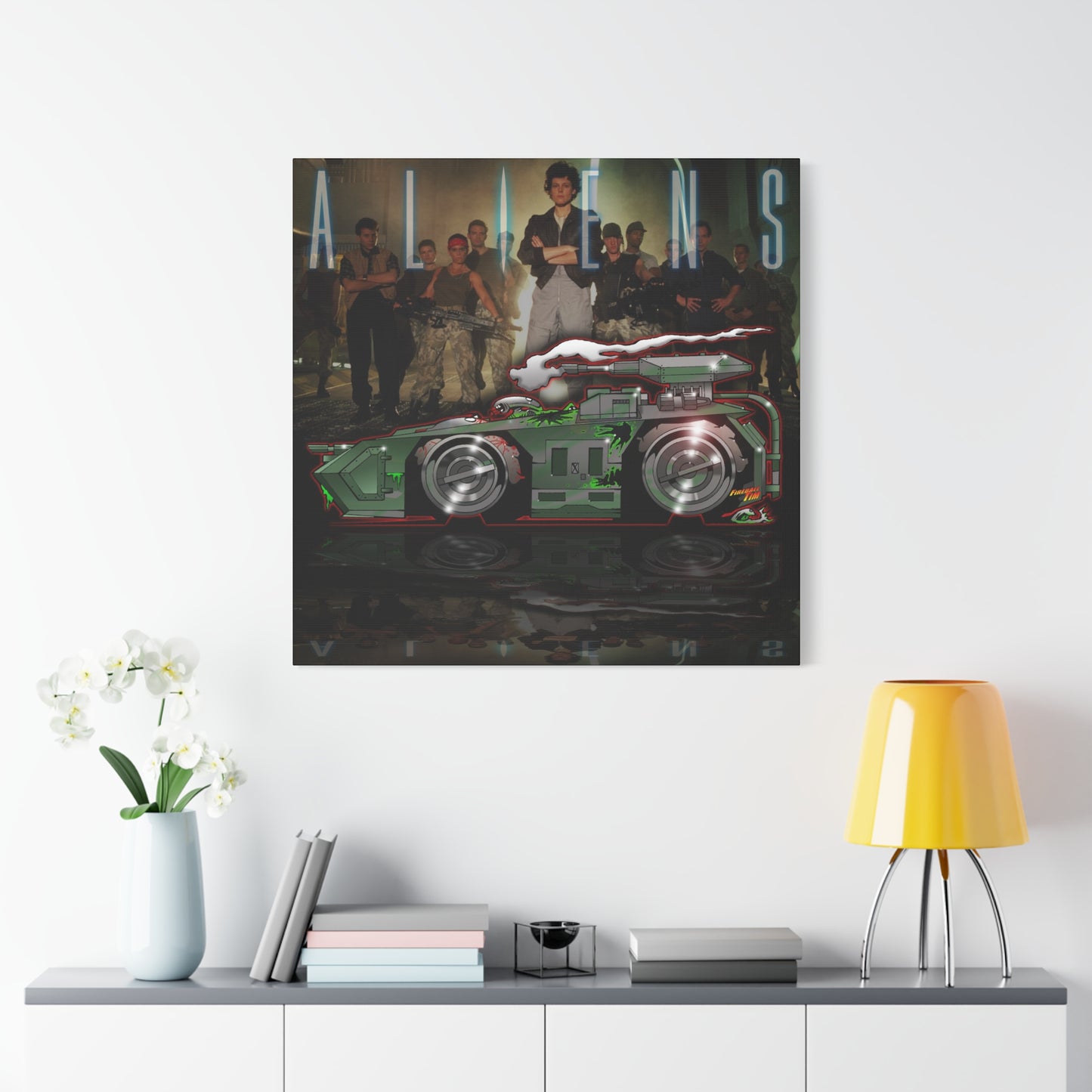 ALIENS APC TANK Movie Car Fireball Art Canvas Print
