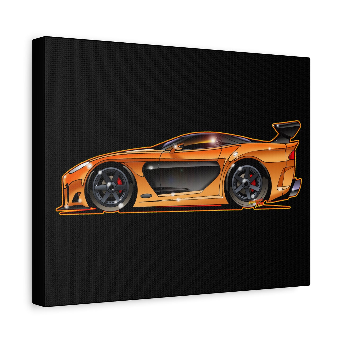 FAST AND FURIOUS MAZDA RX-7 Fireball Art Collectible Canvas Print - 11x14