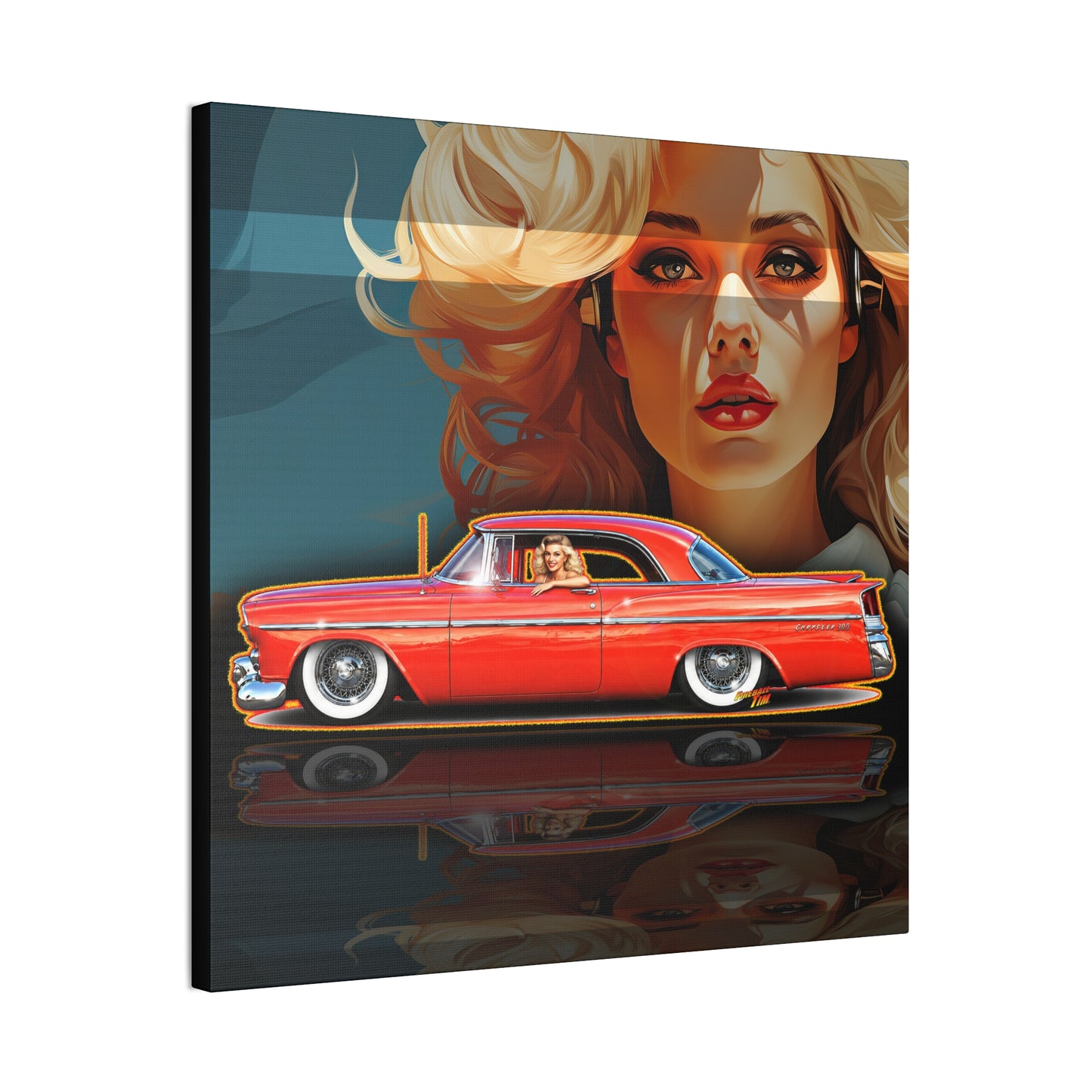 CHRYSLER 300 1958 Collectible Fireball Art Canvas Stretched Print