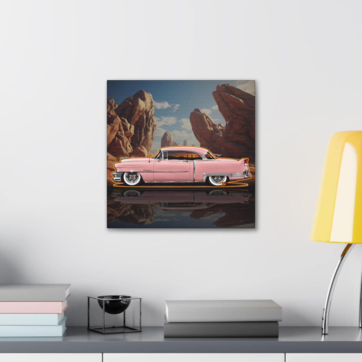 CADILLAC Coupe DeVille 1953 Collectible Fireball Art Canvas Stretched Print
