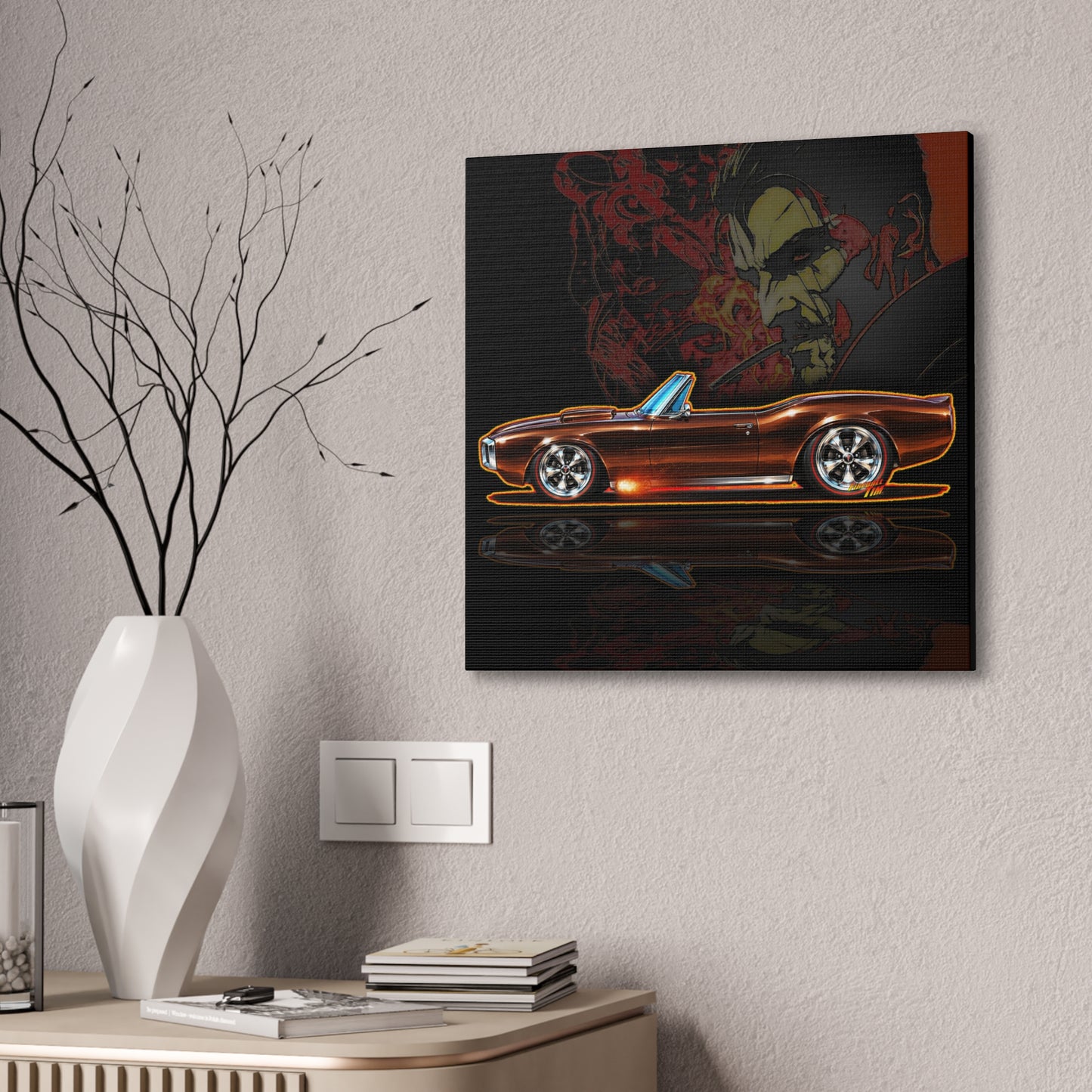 HOT WHEELS Sweet 16 CUSTOM FIREBIRD Collectible Fireball Art Canvas Stretched Print