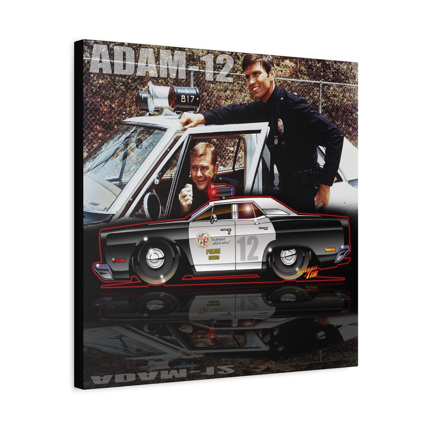 ADAM 12 PLYMOUTH Police Car Fireball Art Canvas Print