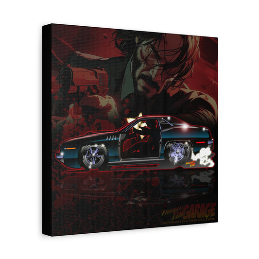 JOHN WICK 1971 PLYMOUTH BARRACUDA Keanu Reeves Canvas Art Wall Print - 12x12