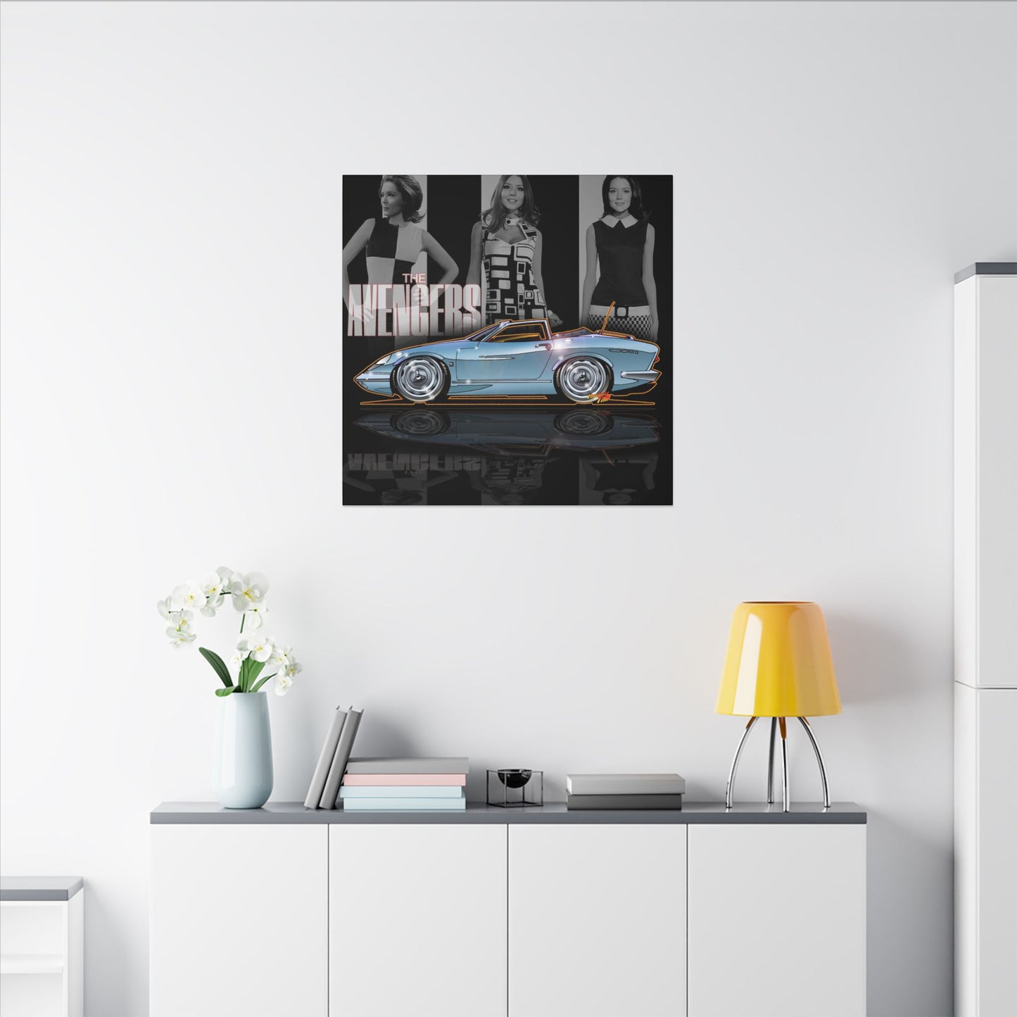THE AVENGERS TV Show Emma Peel Lotus Elan Canvas Art Print