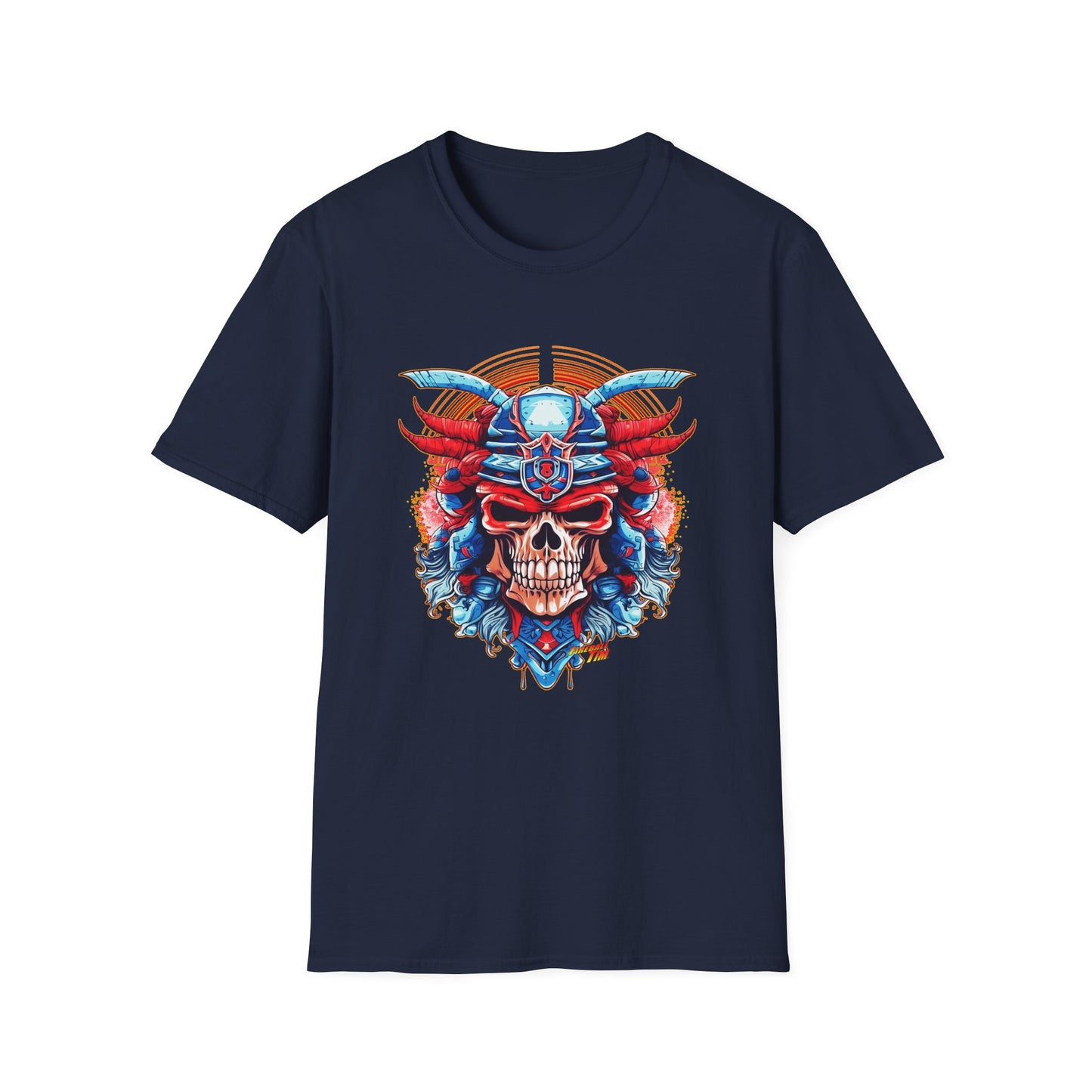 SAMURAI SKULL Fireball Art Unisex Softstyle T-Shirt - Multiple Colors