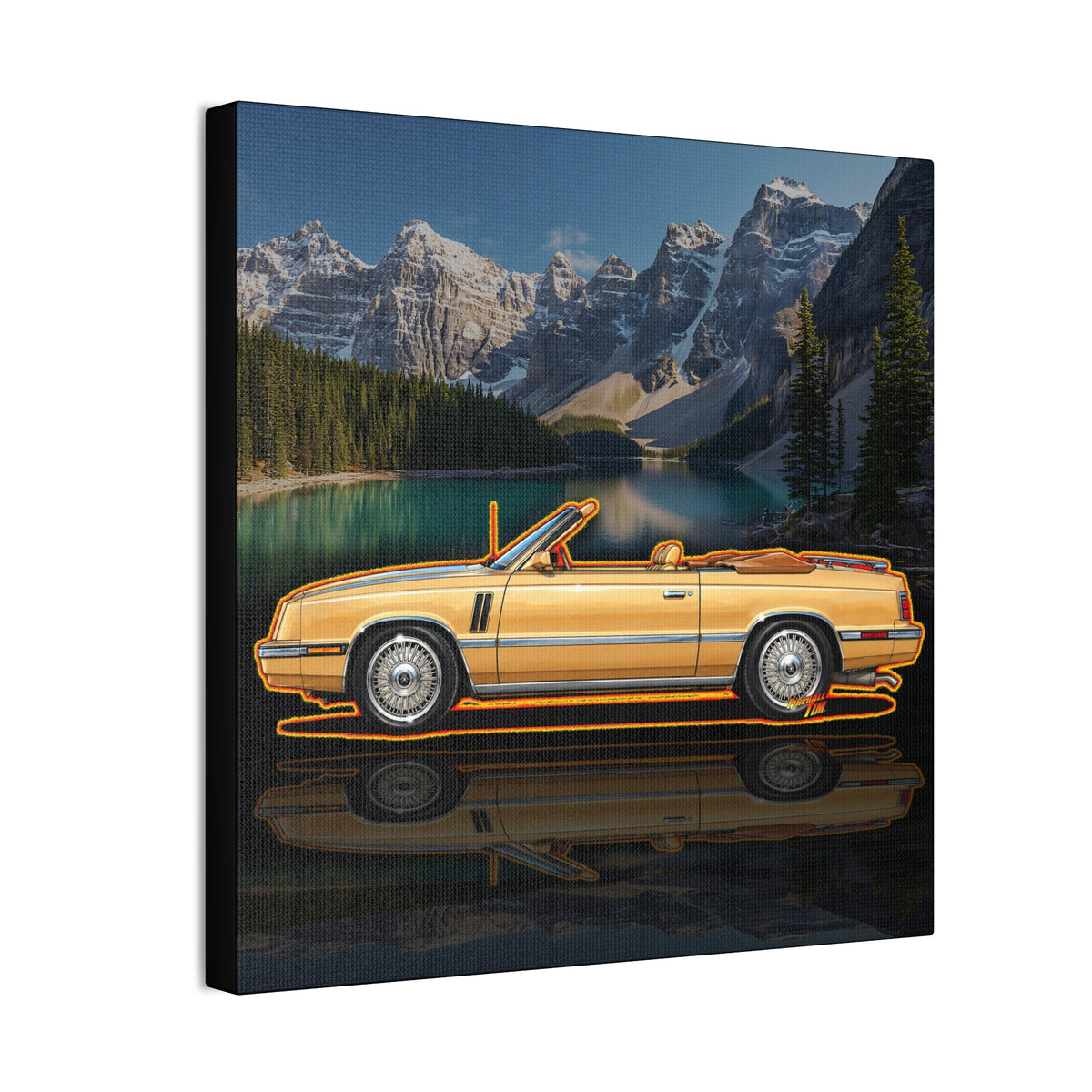 DODGE 600 CONVERTIBLE 1985 Collectible Fireball Art Canvas Stretched Print
