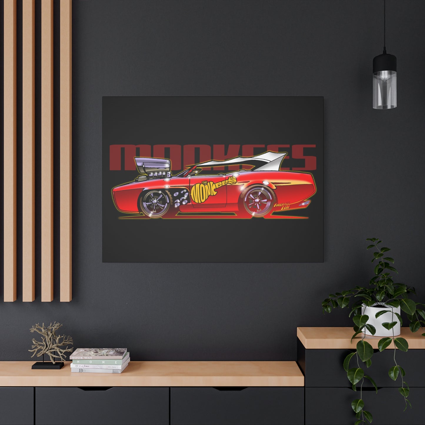 THE MONKEES Monkeemobile Fireball Canvas Art Wall Print - 11x14