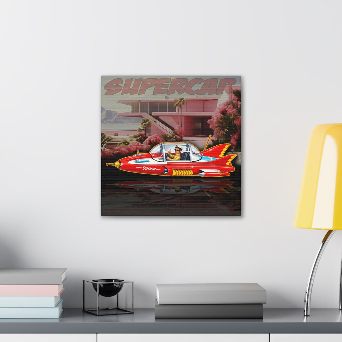 SUPERCAR Gerry Anderson 60's TV Flying Car Collectible Fireball Art Canvas Stretched Print